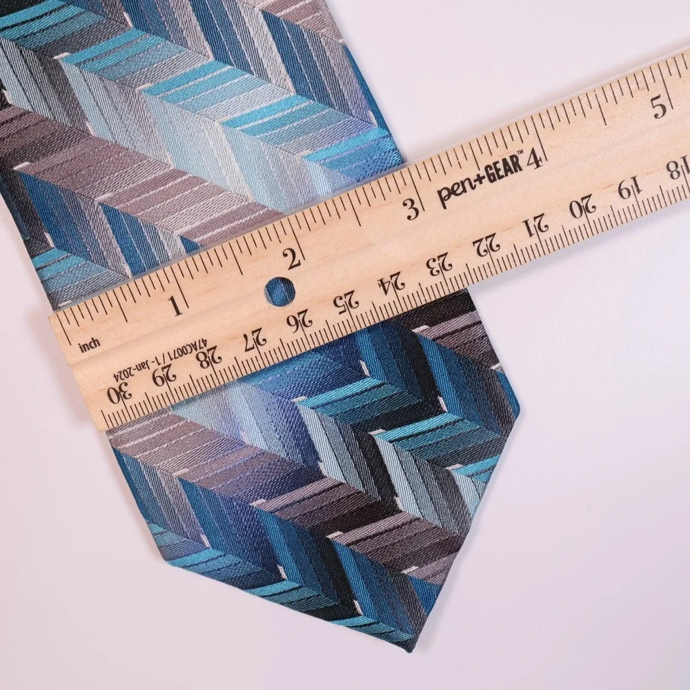Van Heusen FlexTie Necktie Blue Gray Geometric‎ Arrow Print Men's Tie